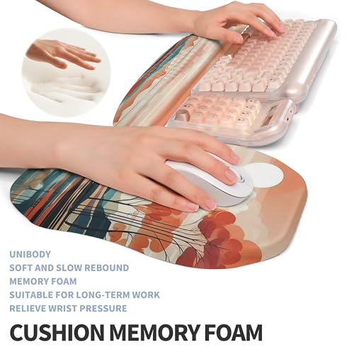 2-in-1 Ergonomic Set, Wave Keyboard Wrist Rest and Massage Slope Mouse Pad Wrist Support, Rebound Memory Foam for Relieve Carpal Tunnel Syndrome and Wrist Pain (Landscape) - color: Landscape