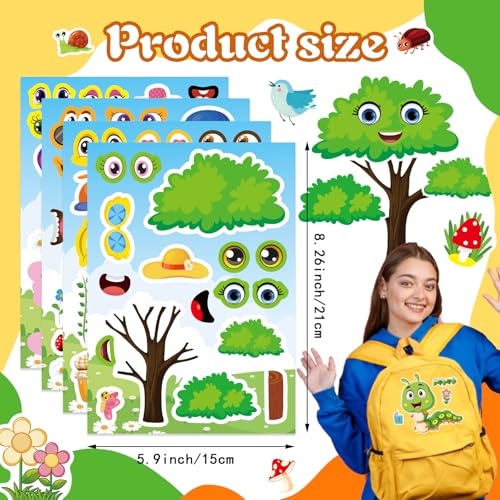 24 Sheets Make Your Own Stickers, Bug Stickers for Kids Toddlers | Insect & Plant Theme Sticker with Bees, Butterflies, Flowers for Classroom Rewards, Birthday Party Favors - style: Insect & Plant Theme Sticker