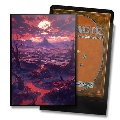 MTG Card Sleeves - Badland(Black Red) - Fantasy Dual Lands Series - Ultra Clear Front & Matte Finish Back, 100 Count Standard Size TCG Art Sleeves for Magic The Gathering - color: Badland(black Red)