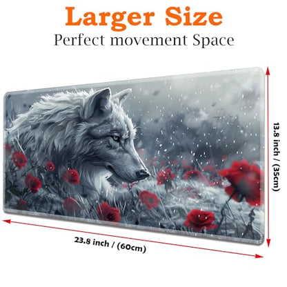 for MTG Playmat Non-Slip Rubber Play Mat with Storage Bag Combination, Ideal for Card Game Lovers TCG Play Mat, Wolf and Rose - color: Wolf and Rose