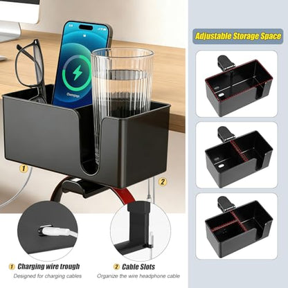 MYITYARD 4 in 1 Desk Cup Holder Clamp, Detachable Clip On Drink Holder with Rotating Headphone Hanger, Anti-Spill Desktop Organizer Pen Holder for Mug, Pen, Phone, Gaming Office Desk Accessories - color: Detachable Desk Cup Holder