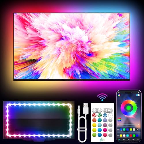 KANTUTOE LED Lights for TV, 16.4ft TV LED Backlight for 45-75 Inch TVs, RGB TV Backlight Behind with Music Sync, Smart APP and Button Control Strip Lights USB Powered for Bedroom/Gaming - size: 16.4ft for 45"-75" TV