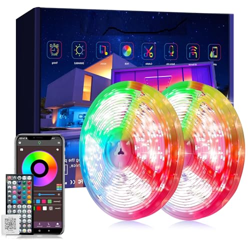 Ledagic Led Lights for Bedroom 132ft (2 Rolls of 66FT), App & Remote Control Led Strip Lights with Music Sync, Dimmable RGB Color Changing Lights for Bedroom with Timer, Ideal for Party, Gaming, - size: 132ft