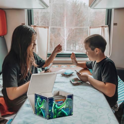 for Card Storage - Card Box and Commander Deck Capacity, Anime Card Sleeves - Designed for Players, Emerald Dragon - color: Emerald Dragon