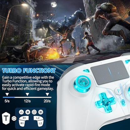 Wireless for PS5 Controller, Compatible with PS5/PS4/PC/iOS/Switch, 1000mAh Battery, Adjustable Turbo, Dual Shock Vibration, 6-Axis Motion Sensor, 3.5mm Headphone Jack for PlayStation 5 Controller
