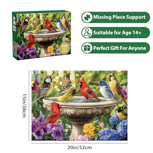 500 Piece Puzzles for Adults, Birds Jigsaw Puzzle 500 Piece for Adults Seniors, Recycled Cardboard Large Piece Puzzle 500, Family Games Great Gift for Mom Dad Family Friends 20.5 x 15 in - style: Birds Puzzle