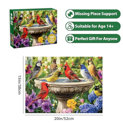 500 Piece Puzzles for Adults, Birds Jigsaw Puzzle 500 Piece for Adults Seniors, Recycled Cardboard Large Piece Puzzle 500, Family Games Great Gift for Mom Dad Family Friends 20.5 x 15 in - style: Birds Puzzle