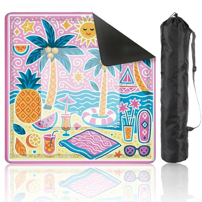 Mahjong Mat 31.5" x 31.5" Vibrant Tropical Beach Palm Trees Fruit Summer Elements Non-Slip Noise Reduction Mahjong Tiles Table Cover for Dominoes Poker Card Board and Tile Games Gift - color: Color8