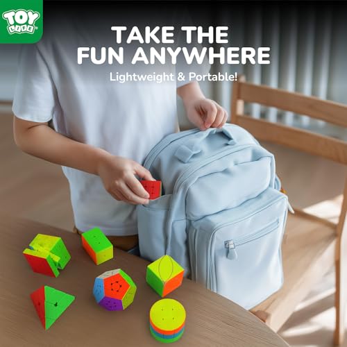 STEAM Life Speed Cube Set 10 Pack Magic Cube | Includes 2x2 3x3 4x4 5x5 Speed Cube, Pyramid Cube, Megaminx Cube Puzzle Cube Bundle Collection Cube, Toys Gift for Kids & Adults - color: 10 Pcs