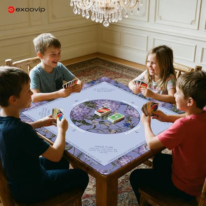excovip Purple Mahjong Mat for Table 32.5"x32.5" with Black Carrying Bag, Mahjong Table Cloth with Rules,Noise Reduction Anti-Slip Game mat for Mahjong/Poker/Board Games/Card Games/Dominoes - color: 32.5x32.5inch-purple