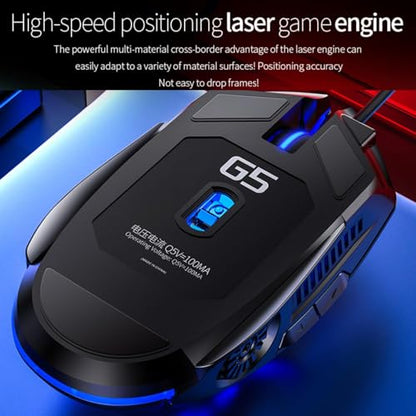 CHONCHOW Gaming Mouse Wired,6 Buttons, 4 Adjustable DPI Up to 3200 DPI, 7 Color LED Light, Wired Mouse Used for Games and Office, Mouse for Computer/Laptop/Tablets(Grey) - color: Gray
