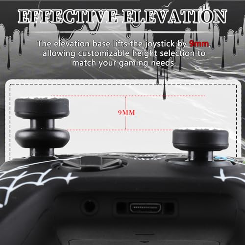 Spider Web Silicone Controller Skin Kit only for Xbox Series S/X | Anti-Slip Controller Case with 2 Thumb Grip Cover & 2 Elevated Base - color: White