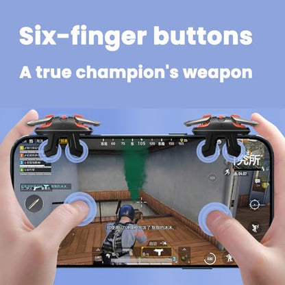 CyberFey Mobile Gaming 6 Triggers Phone Controller Gatillos para Celular for Gaming PUBG/Call of Duty, Compatible with Android & iPhone