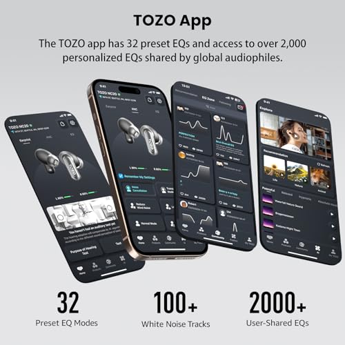 TOZO NC20 Active Noise Cancelling Wireless Earbuds LDAC Hi-Res Bluetooth | 6 Mics AI Call Ear Buds 80H Playtime, Dual Pairing, 32 EQ via App, IPX8 Waterproof, Wireless Charging Case - color: Matte Gray