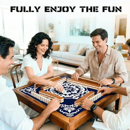 Blue Mahjong Mat for Table (31.5 X31.5 in), Non-Slip Noise Reduction | Mahjong Table Mat, Mah Jong Mat with Carrying Bag, Game Table Cover for Mahjongs Poker Card Dominoes, Christmas Gift - color: Fa