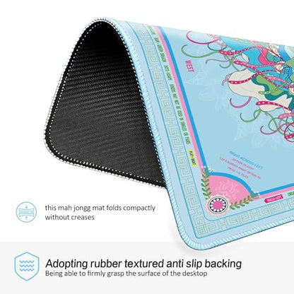 KUNTE Mahjong Mat, Light Blue, 32"x32" | Non-Slip, Quiet, Waterproof, Foldable, For American Mahjong - color: Light Blue