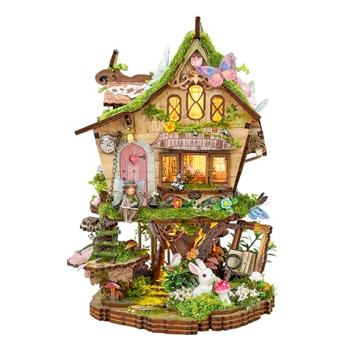 3D Wooden Puzzle, Enchanted Forest Micro - World, DIY Miniature Kit for Adults Teens, Great for Gifting & Decor Dollhouse Kit- Rowan's Treehouser (SQ-80) - color: Rowan's Treehouser