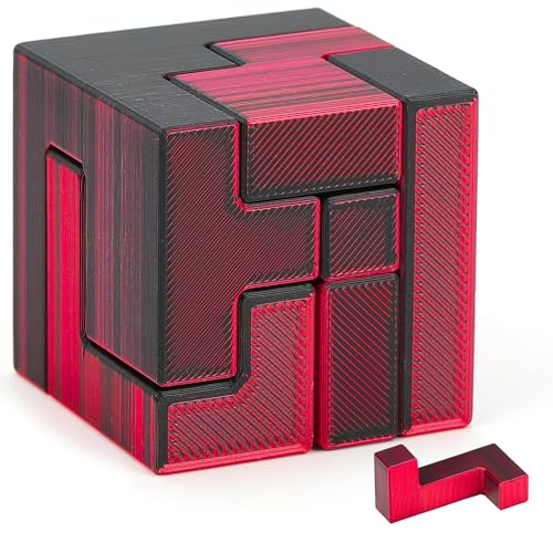 Cubix 3D Interlocking Brain Teaser Puzzle Cube, Reddish Brown Dual Tone, Precision Crafted Logic IQ Challenge, Compact Travel Fidget, Screen Free for Kids Ages 3 Plus - style: Cubix Reddish