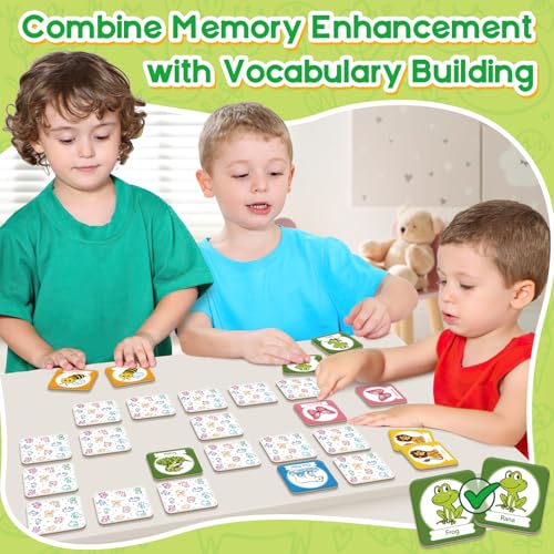 Edulok Memory Card Game, Toddler Match Game, Learn Spanish for Kids, Bilingual Flash Cards, Learning Toys for 4 Year Old, Preschool Learning Activities, Homeschool Supplies, Kindergarten Toys - style: Animal