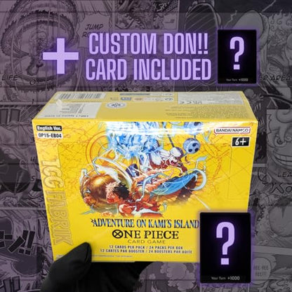 OP15 Adventure ON KAMI'S Island Booster Box English OP-15 Booster Box Display Factory Sealed for OP15 One Piece Cards English TCG (24 Packs) + Custom TCG Fabrik Don Card