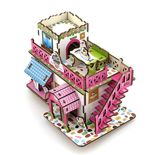3D Puzzles for Adults, Log Cabin DIY Wooden House Model Kits for Adults to Build, Country Cottage Building Model, 3D Jigsaw Brain Teaser Puzzle, Dollhouse (GHJG)