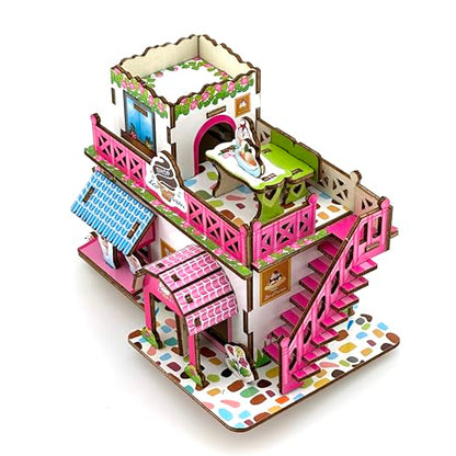 3D Puzzles for Adults, Log Cabin DIY Wooden House Model Kits for Adults to Build, Country Cottage Building Model, 3D Jigsaw Brain Teaser Puzzle, Dollhouse (GHJG)