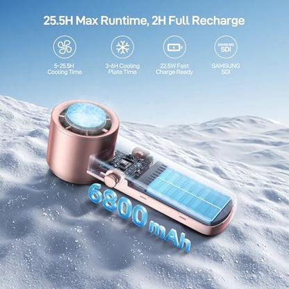 EPICKA Portable Handheld Fan with Ice Cooler - 25H Runtime, Rechargeable 6800mAh Personal Turbo Fan with Power Bank, Fast Charging, 0-100 Speed, Gifts for Women, Summer Travel Essentials, Rose Gold - color: Rose Gold
