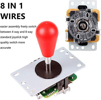 EG STARTS 2 Player Arcade Games DIY Kit Parts 2 Ellipse Oval Joystick Handles + 20 LED lit Arcade Buttons (Mixed Color Kit)