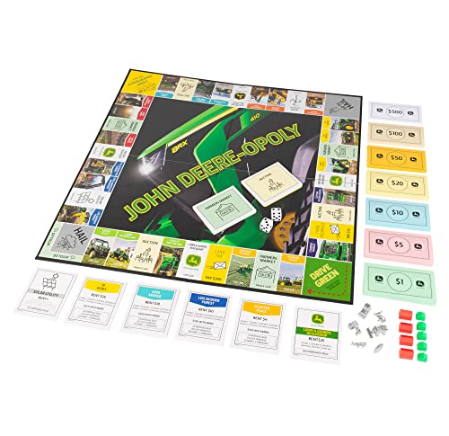 TOMY John Deere-opoly Kids Board Game - Cooperative Farming Games for Kids - Classic Board Games for Family Game Night - Tractor Themed Board Game - Farm Games Ages 8 Years and Up