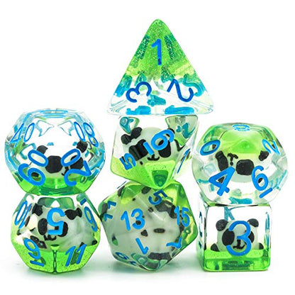 Cusdie 7-Die DND Dice, Polyhedral Dice Set Filled with Animal, Animal Dice Set for Role Playing Game D&D Dice (Panda) - color: Panda