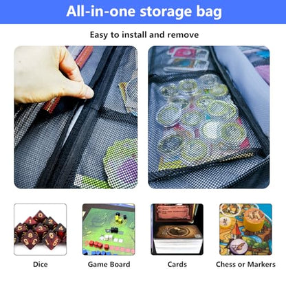 Mi Ya Mi Lai 17-Pocket Board Game Organizer Carry Case - Storage & Travel Case for Games, Cards, Tokens, Dice Accessories.