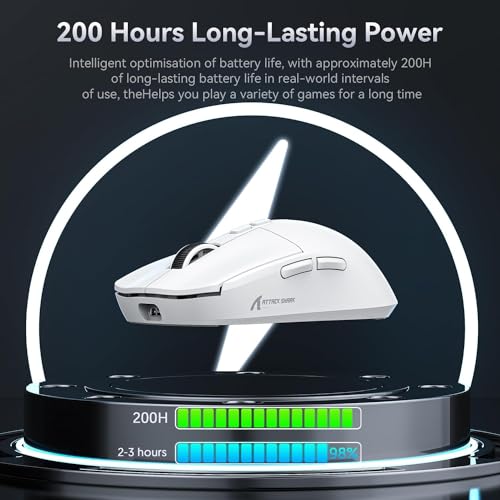 MAMBASNAKE Attack Shark X6 Wireless Gaming Mouse,RGB Magnetic Charging Dock,X3 Upgrade, 49g Ultralight 2.4GHz/BT5.2/USB-C Tri-Mode,PAW3395 Sensor 26KDPI,G502 Programmable Mice for Win/Mac - White - color: White