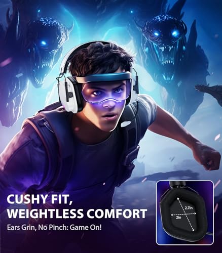 Vakedy Wireless Gaming Headset for PS5, PS4, PC, 2.4GHz Low-Latency & Bluetooth 5.4 Gaming Headphone with Noise Canceling Mic, 50mm Drivers, 50H Battery Wireless Headset for Switch, Mobile, Mac - color: Snow White