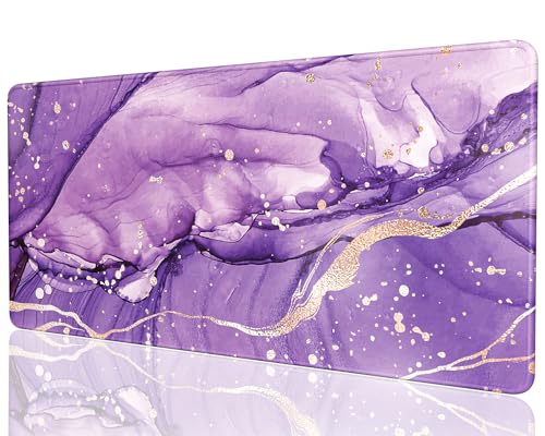 Desk Mat, 32" x 16" XXL Extended Large Gaming Mouse Pad, Desktop Decor Desk Pad, Cute Men Women Office Supplies and Accessories, XL Mouse Mat for Laptop & Keyboard, Purple Marble - color: Purple Marble, size: 32L x 16W inches