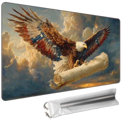 Playmats 24 x 14in(TCG MTG Trading Cards,Free Storage Bags,Waterproof Non-Slip Rubber Backing,Stitched Edges)- American Eagle - color: American Eagle, size: 24"×14"Regular