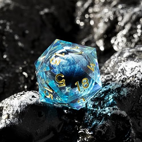 Beholder'S Eye D20 Dice Dragon Eye DND 22MM Single with Resin Sharp Edge 20 Sided D&D Handmade Polyhedral for Dungeons and Dragons, RPG, Roleplaying Games MTG Table Games(Blue Gold) - color: D20-blue Dragon Eye