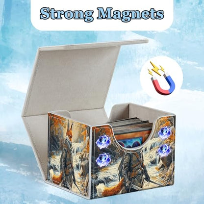 Commander Deck Box for Trading Cards - Fits 100+ Double Sleeved Cards, PU Leather MTG TCG Storage Case with Strong Magnetic Closure, Fox Knight - color: Fox Knight