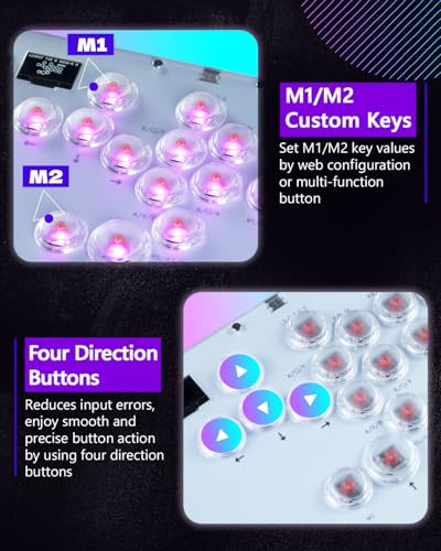 GuileKeys Leverless Controller Arcade Stick GK-16, All-Button Arcade Controller with Multi-function Button for PS4/PS3/PC/Switch, Arcade Fight Stick with RGB/Turbo/Hot-Swap/Custom Top Plate DIY White - color: GK-16 White
