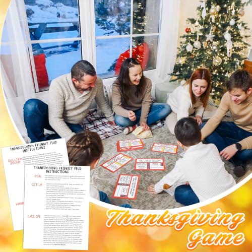 Syhood Thanksgiving Friendly Feud Card Game with 2 Answer Buzzers, Friendsgiving Trivia Quiz Game for Family, Party Night Activities for Adults, Office, Large Group and Team Building - style: Thanksgiving Joy