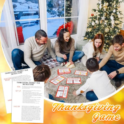 Syhood Thanksgiving Friendly Feud Card Game with 2 Answer Buzzers, Friendsgiving Trivia Quiz Game for Family, Party Night Activities for Adults, Office, Large Group and Team Building - style: Thanksgiving Joy