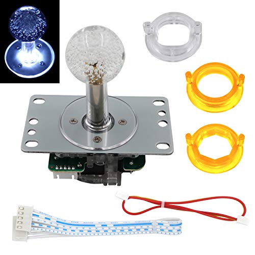 SJ@JX Arcade LED Joystick SANWA Style Fight Game Joystick LED Stick Retro Joy Circular Octagonal Limiter for Retro Pie Raspberry Pi MAME JAMMA - color: White0