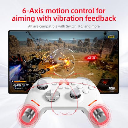 BEITONG KP20 Wireless Controller, TMR Joystick, Hall Trigger, White | TMR Joysticks, Hall Triggers,1000Hz Polling Rate, Mechanical Buttons, Hybrid D-Pad, 6 Axis