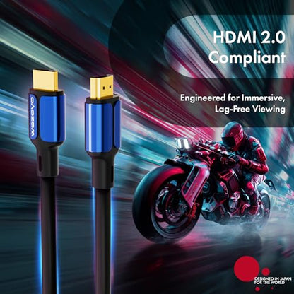 HDMI Cable V2.1 with Ethernet, 8k@60Hz,4K@120Hz UHD Resolution,6.6 Feet Braided, 48 Gbps Transfer Ultra high Speed,HDR/HDR10/Dolby Vision,Dolby Atmos and DTS:X,Compatible with All HDMI Devices - color: Blue, size: 6.6 Feet