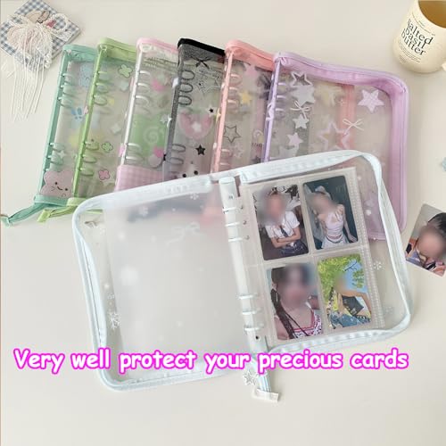 Kpop Photocard Binder Kpop Photocard Holder Book with Kpop Photocard Korean Stickers, A5 Binder Photocard Album 25 Inner Pages with 200 Pockets 6 Ring Photocard Binder Kpop (Purple Star) - color: Purple Star