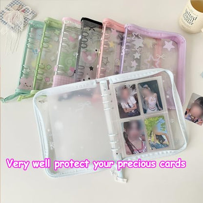 Kpop Photocard Binder Kpop Photocard Holder Book with Kpop Photocard Korean Stickers, A5 Binder Photocard Album 25 Inner Pages with 200 Pockets 6 Ring Photocard Binder Kpop (Purple Star) - color: Purple Star