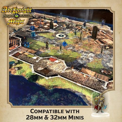 Arcknight The Noble's Keep Roleplaying D&D Battle Map; 16 Modular RPG Maps in 8 Double-Sided Pages, 1" Square Grid, Modular & Versatile DND Map for ttrpg Gaming - for Dungeons & Dragons, Pathfinder - style: Noble Keep