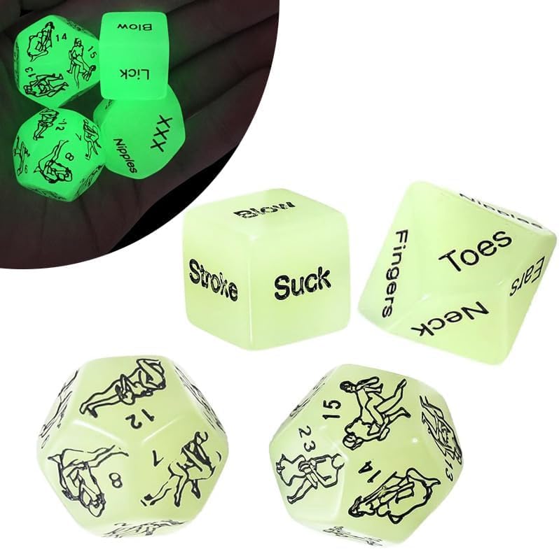 4 Pcs Dice Set Couple Games Date Night Dice, Glow in The Dark Couples Decision Dice Toys for Romantic Ideas, Funny Naughty Gift for Adults Boyfriend Girlfriend Men or Women WQ10