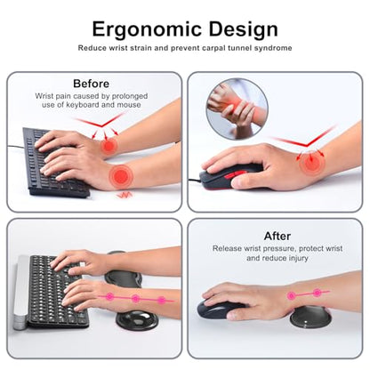 MOKURU Gel Keyboard and Mouse Wrist Rest Set, Comfort Ergonomic Wrist Support, for Wrist Pain Relief, Computer Keyboard Wrist Rest (Black) - color: Black