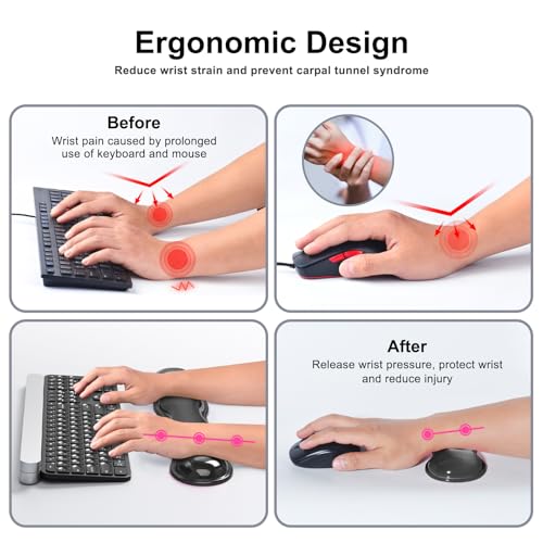 MOKURU Gel Keyboard and Mouse Wrist Rest Set, Comfort Ergonomic Wrist Support, for Wrist Pain Relief, Computer Keyboard Wrist Rest (Black) - color: Black
