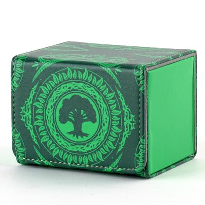 Deck Box for MTG Cards, Trading Commander Deck Case Holds 120+ Sleeved Cards, PU Leather Magnetic Collectible Card Storage Box Fits for TCG Magic Card (Green) - color: Green